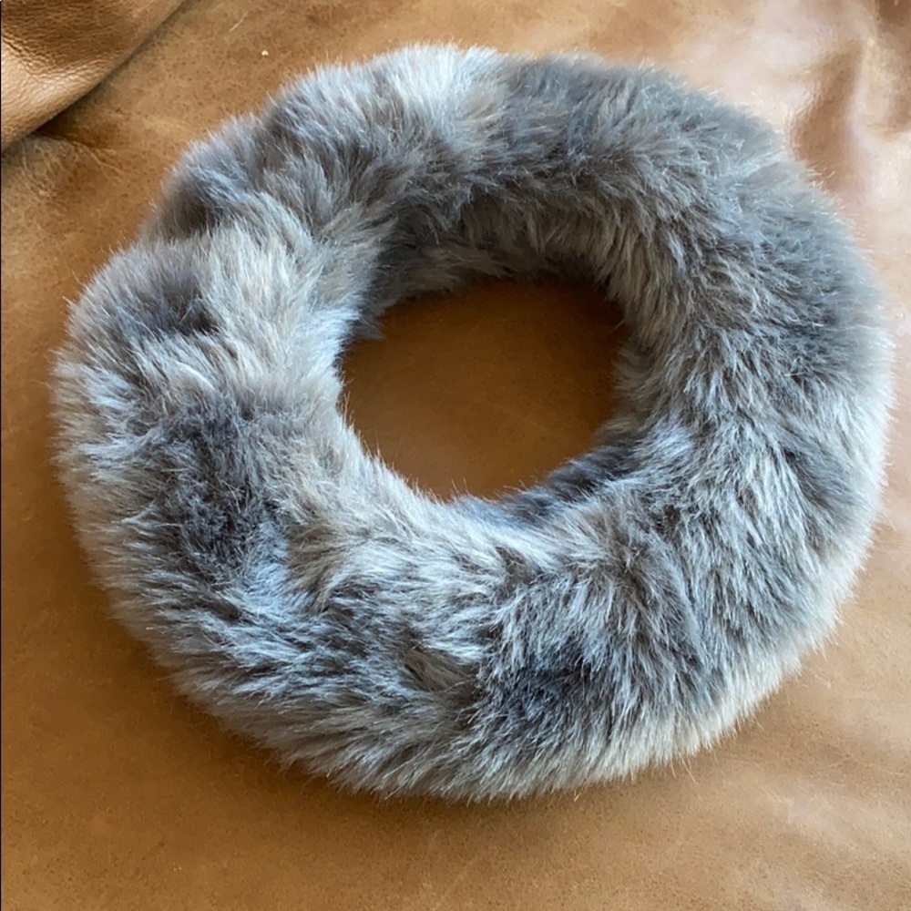 Faux fur headband wrap scarf set cable knit gray - Picture 4 of 4